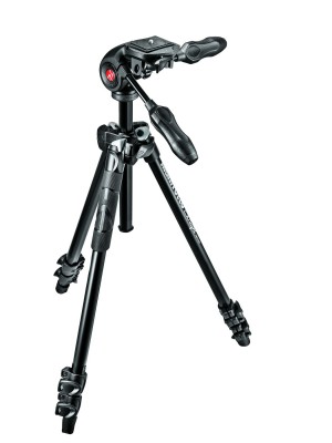 Manfrotto 290 Light Alu 3-Section Tripod Kit with MH293D3 3-Way Head (MK290LTA3-3W)